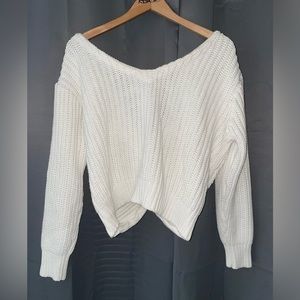 LA Hearts by Pacsun chunky knit sweater knotted back twist women’s L large cream